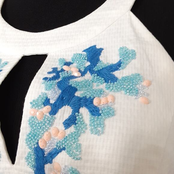 Lilly Pulitzer Jena Stretch Shift Dress Beaded Collar Resort White Women 4 Bride - Picture 4 of 15